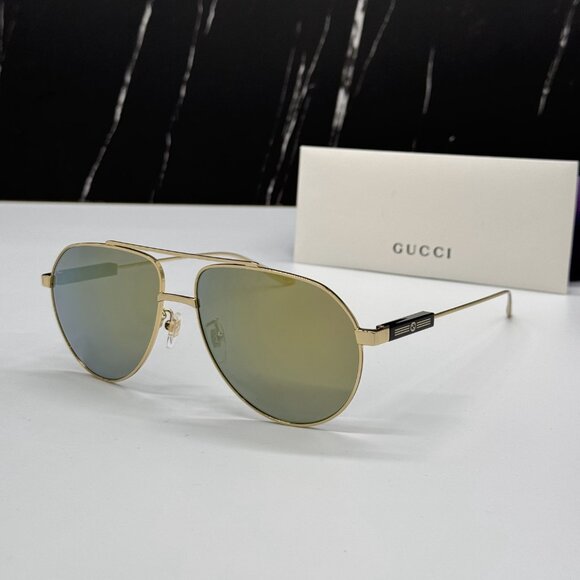 NEW GG1311S 002 AVIATOR UNISEX GOLD SUNGLASSES GUCCI - Picture 1 of 11